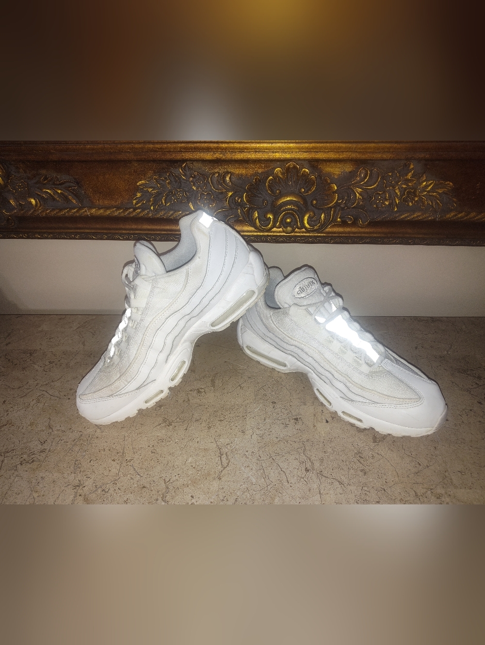 Nike Men's Air Max 95 Big Bubble White Athletic Sneakers with Reflective Accents